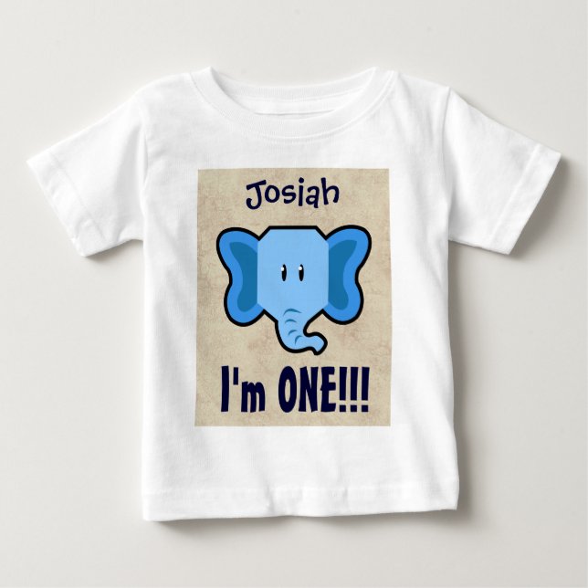 Camiseta primeiro aniversario Boy CHEVRON Um Ano Nome Perso (Frente)