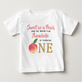 Camiseta Primeiro aniversario das Meninas de Pêssego Doce