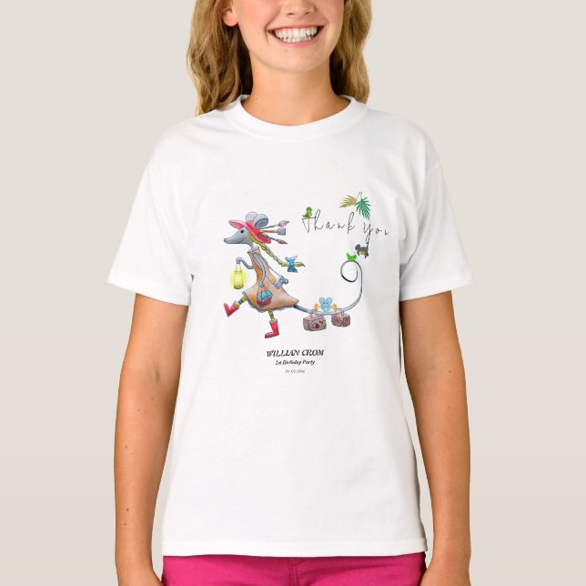 Camiseta Primeiro aniversario de animais tropicais verdes (Frente)