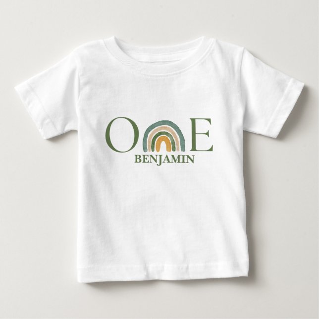 Camiseta Primeiro aniversario de Aquarela Verde (Frente)