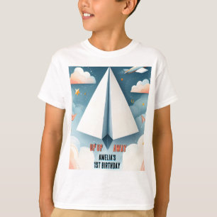 Camiseta Primeiro aniversario de Avião Cloud 9 Fly Kids Sky