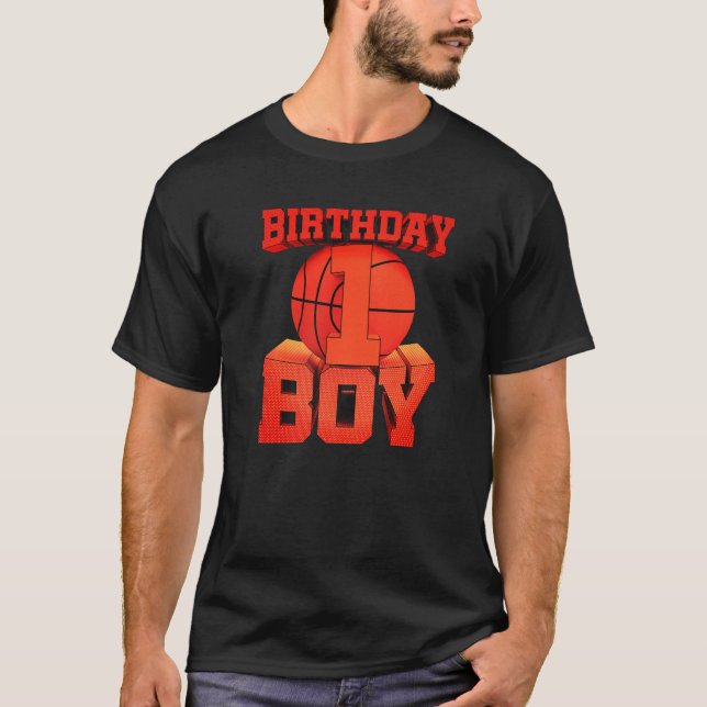 Camiseta primeiro aniversario De Basquete De 1 Ano (Frente)