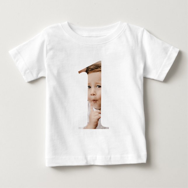 Camiseta Primeiro aniversario De Bebê Foto Personalizada (Frente)