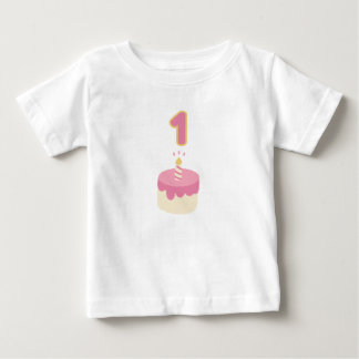 Camiseta Primeiro aniversário de bolo rosa