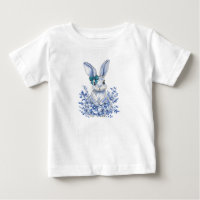 Primeiro aniversario de Coelho Floral Azul para Cr