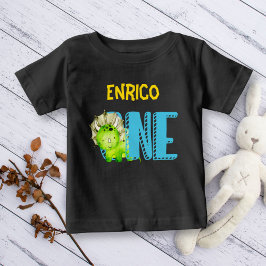 Camiseta Primeiro aniversário de dinossauro, bonitinho, per