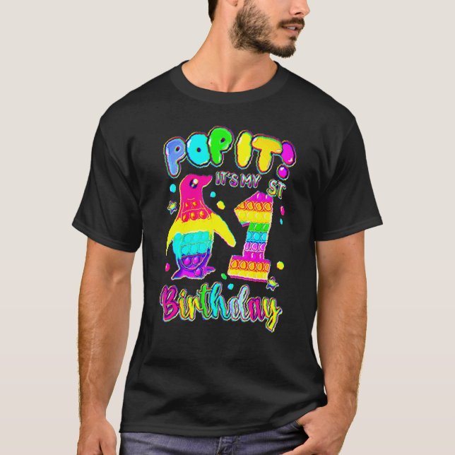 Camiseta primeiro aniversario De Garota Pop Penguin Com 1 A (Frente)