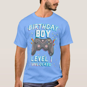 Camiseta Primeiro aniversario de jogos Gamer Boys Nível 1 D