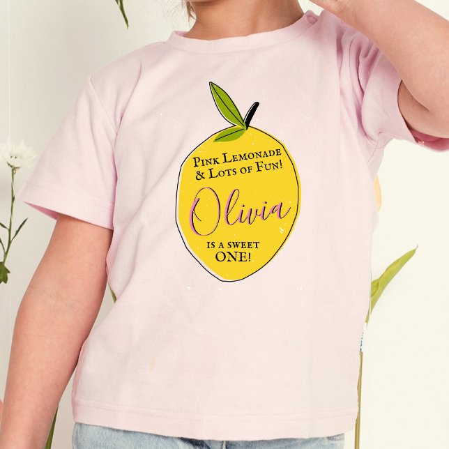 Camiseta Primeiro aniversario de limonada rosa moderna (Criador carregado)
