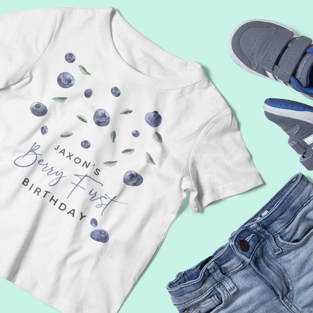 Camiseta primeiro aniversario de mirtilo 'Berry First' (Criador carregado)