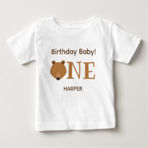 Camiseta Primeiro aniversario de nome do 'Cute Bear Um'