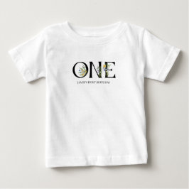 Camiseta Primeiro Aniversário de uma Menina Boho Flor Silve