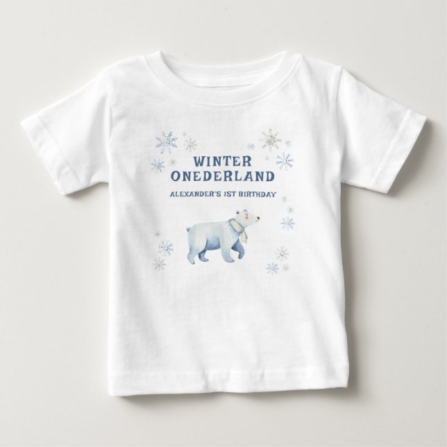 Camiseta Primeiro aniversario de Urso Polar de Winter Onede (Frente)