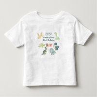 Primeiro Aniversário Dinossauro Aquarela Fofa
