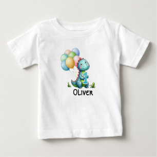 Camiseta primeiro aniversario Dinossauro nome personalizado