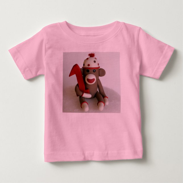 Camiseta Primeiro Aniversário do Macaco Sock (Frente)