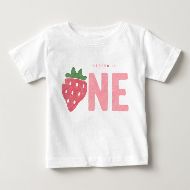 Camiseta Primeiro aniversário do Minimalista Strawberry Ber (Frente)