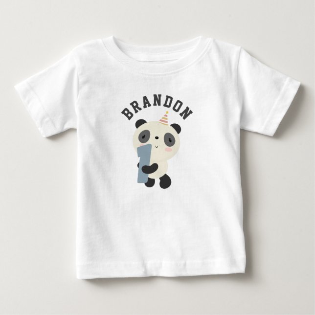 Camiseta Primeiro Aniversário do Panda Cute Personalizável (Frente)