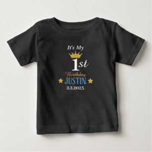 Camiseta Primeiro aniversario Elegante personalizado preto