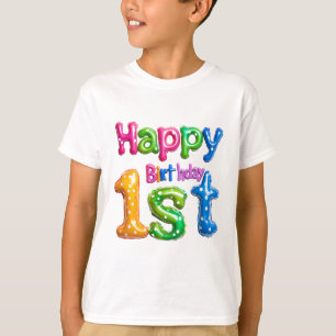 Camiseta Primeiro aniversario Feliz - Design Colorida do Ba