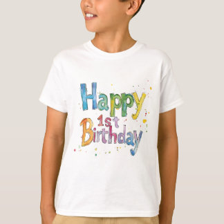 Camiseta Primeiro aniversario Feliz - Design de Arte de Tex