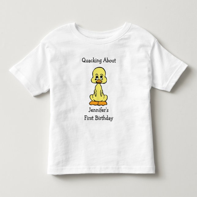Camiseta Primeiro Aniversário Feliz Pequeno Duque Amarelo (Frente)
