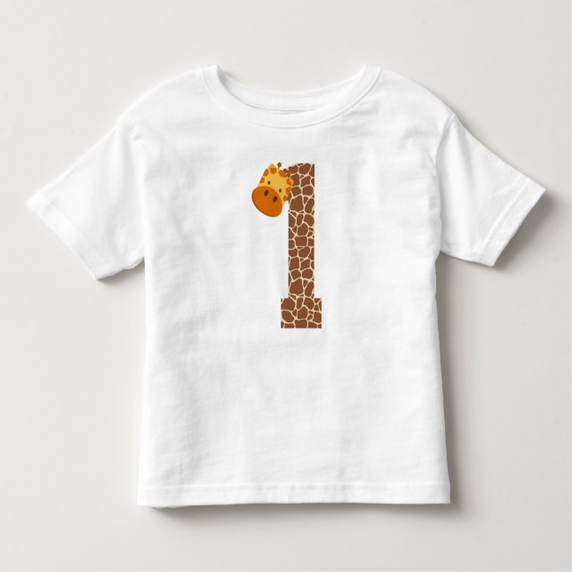 Camiseta primeiro aniversario Girafa Animal de 1 Ano (Frente)