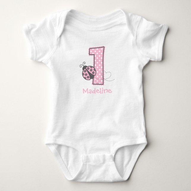 Camiseta Primeiro aniversario Ladybug Rosa (Frente)