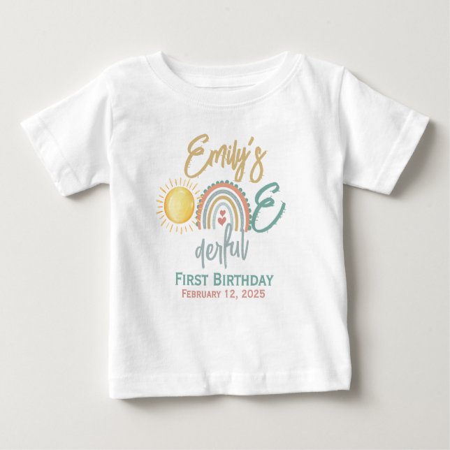 Camiseta Primeiro Aniversário Maravilhoso da Menina (Frente)