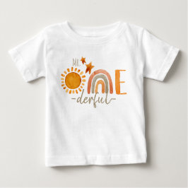 Camiseta Primeiro Aniversário Maravilhoso, Rainbow e Sun Pa