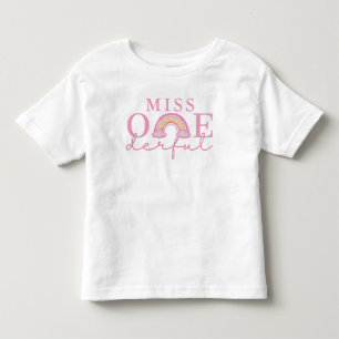 Camiseta Primeiro Aniversário Maravilhoso Rosa Arco-íris