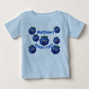 Camiseta Primeiro Aniversário Menino Blue Berry 1º