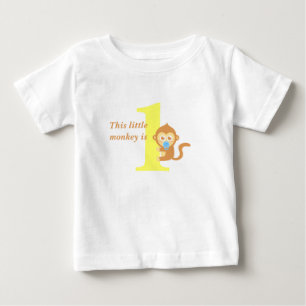 Camiseta Primeiro Aniversário, Pequeno Macaco Completa Um A