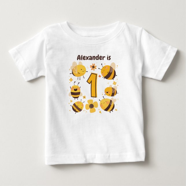 Camiseta Primeiro aniversario personalizado de Bebê (Frente)