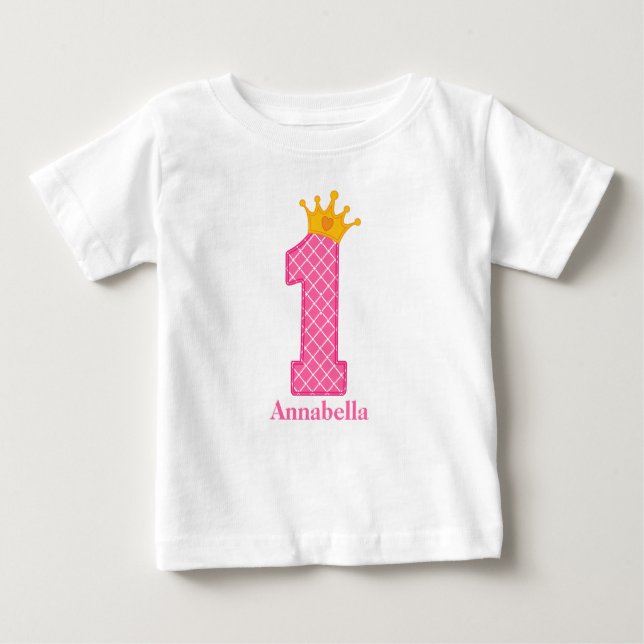 Camiseta Primeiro Aniversário, Princesa Tshirt Personalizad (Frente)