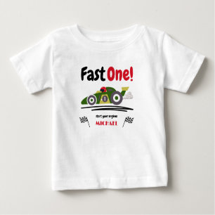 Camiseta Primeiro Aniversário Rápido Um Carro De Raça Verde