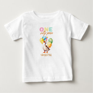 Camiseta Primeiro aniversario rosa-Bobo-rosado-rosado-ganso