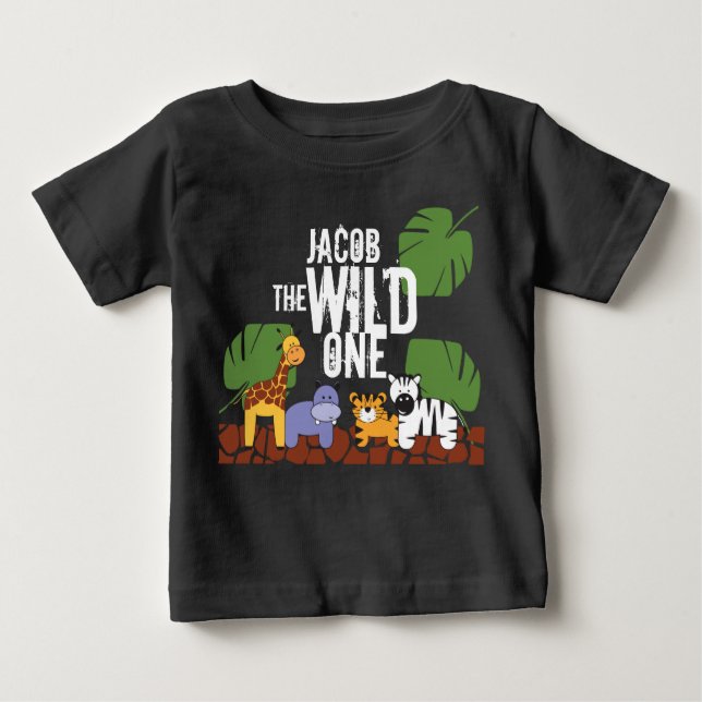 Camiseta primeiro aniversario Safari Verde WILD ONE Persona (Frente)