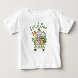 Camiseta primeiro aniversario Selvagem Selva Safari Animais