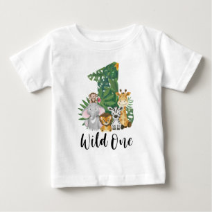 Camiseta Primeiro aniversario Selvagem Selvagem Safari Cute