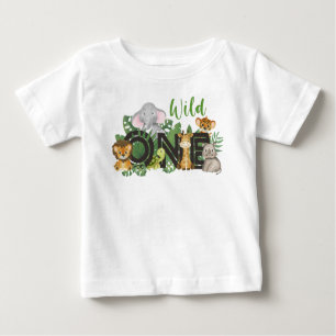 Camiseta Primeiro aniversario Selvagem Selvagem Safari Cute