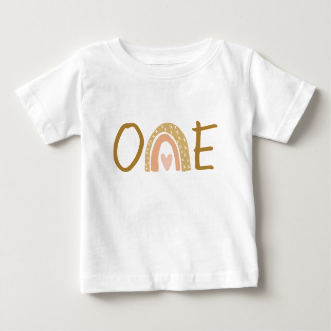 Camiseta Primeiro aniversario Terrestre Rainbow Girl Baby T (Frente)