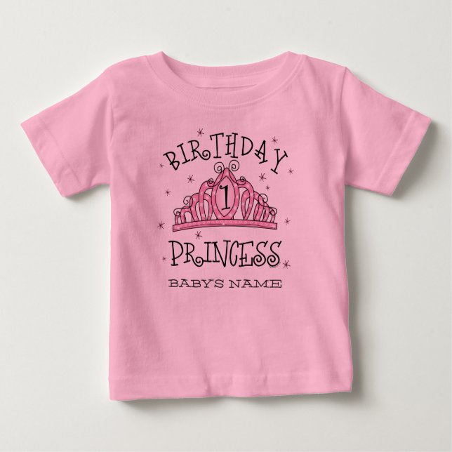 Camiseta Primeiro aniversario Tiara Princess Personalizado (Frente)