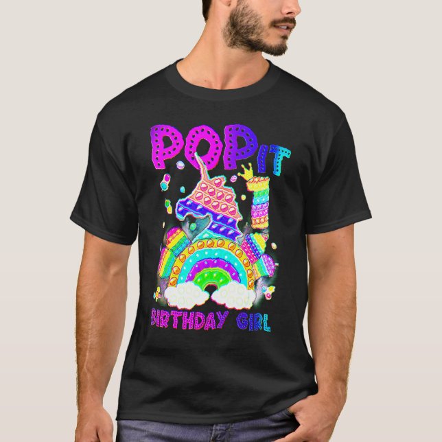 Camiseta primeiro aniversario Unicorn Fidget Pop It Birthda (Frente)