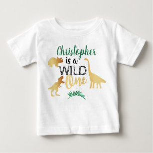 Camiseta Primeiro aniversario Wild One Dinossaur Boys