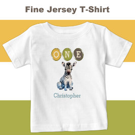 Camiseta Primeiro aniversario Zebra com nome azul