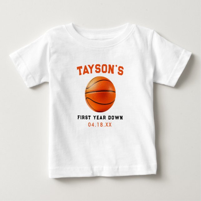 Camiseta Primeiro Ano de Basquete Aniversário de 1 ano (Frente)
