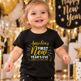 Camiseta Primeiro Ano Novo do Bebê Personalizado