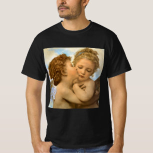 Camiseta Primeiro Beijo (detalhe do anjo) por Bouguereau