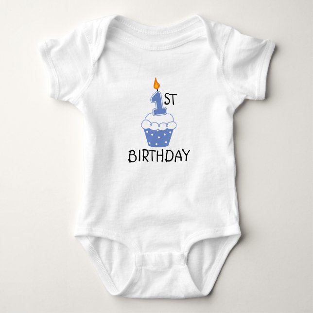 Camiseta Primeiro Bodysuit do bebê do aniversário (Frente)